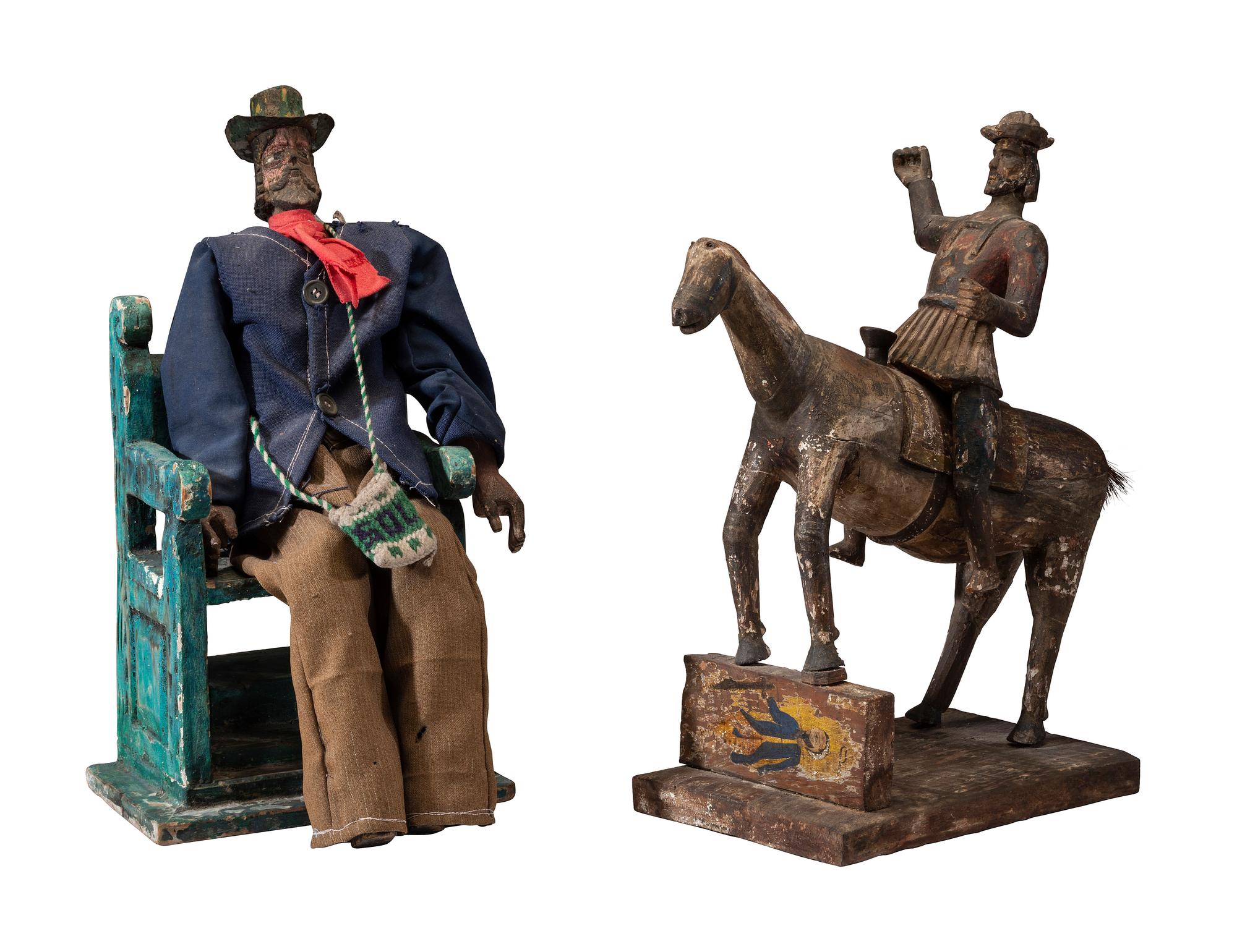 Two Guatemalen Carved and Polychromed Santos Figures