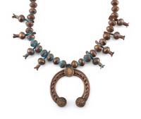 Southwestern-style Copper Coin Squash Blossom Necklace