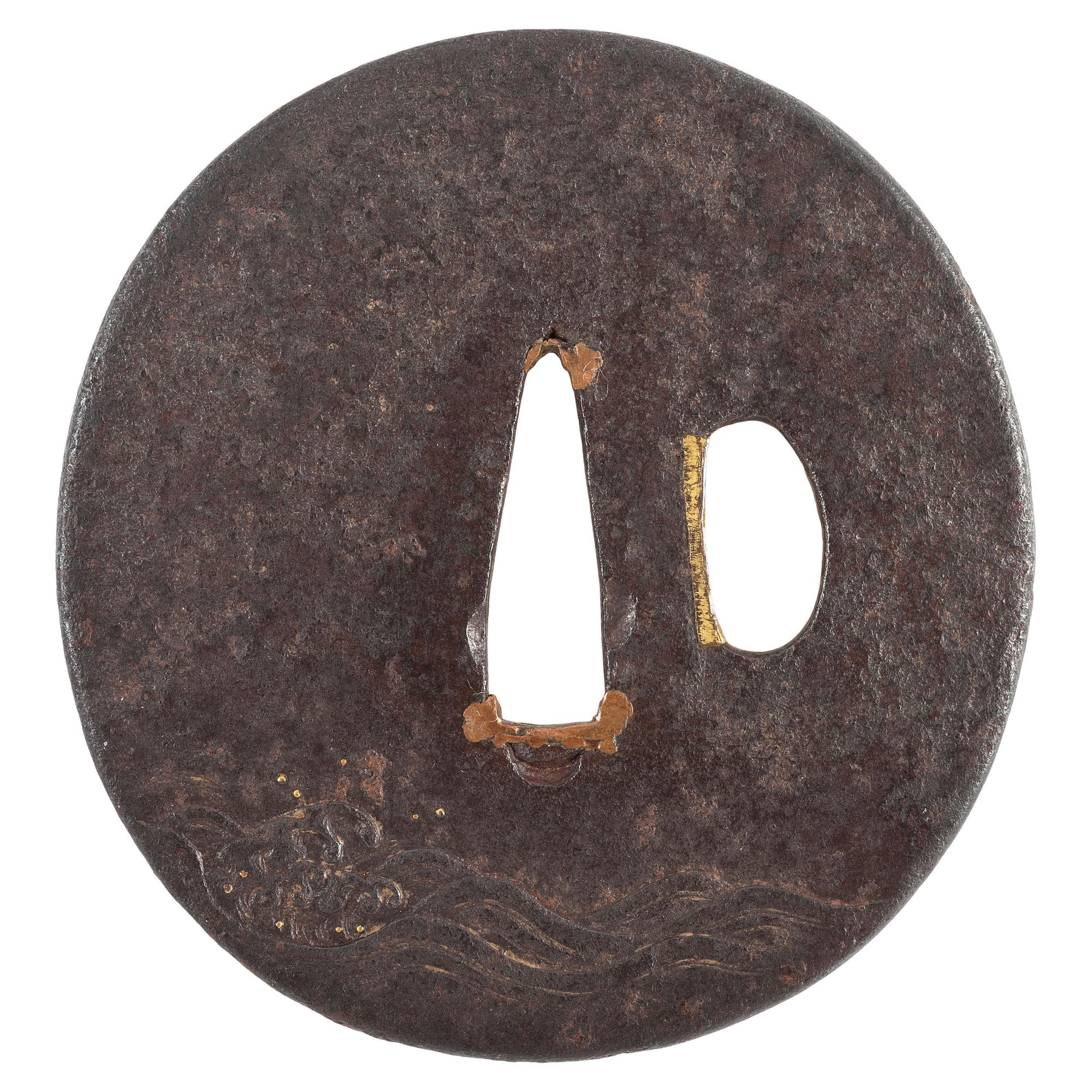 Edo-Period Japanese Tsuba with Zhuge Liang Motif