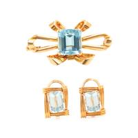 YELLOW GOLD AND AQUAMARINE JEWELRY