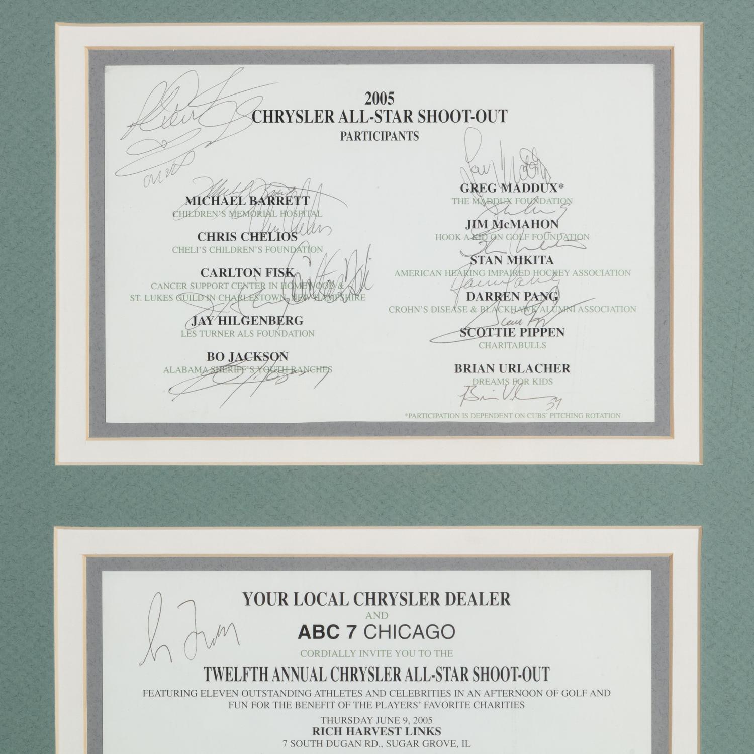 A Collection of 2005 Chrysler Golf Shootout Signed Autograph Items Featuring Chicago Hall of Famers and Legends Including Scottie Pippen and Bo Jackson