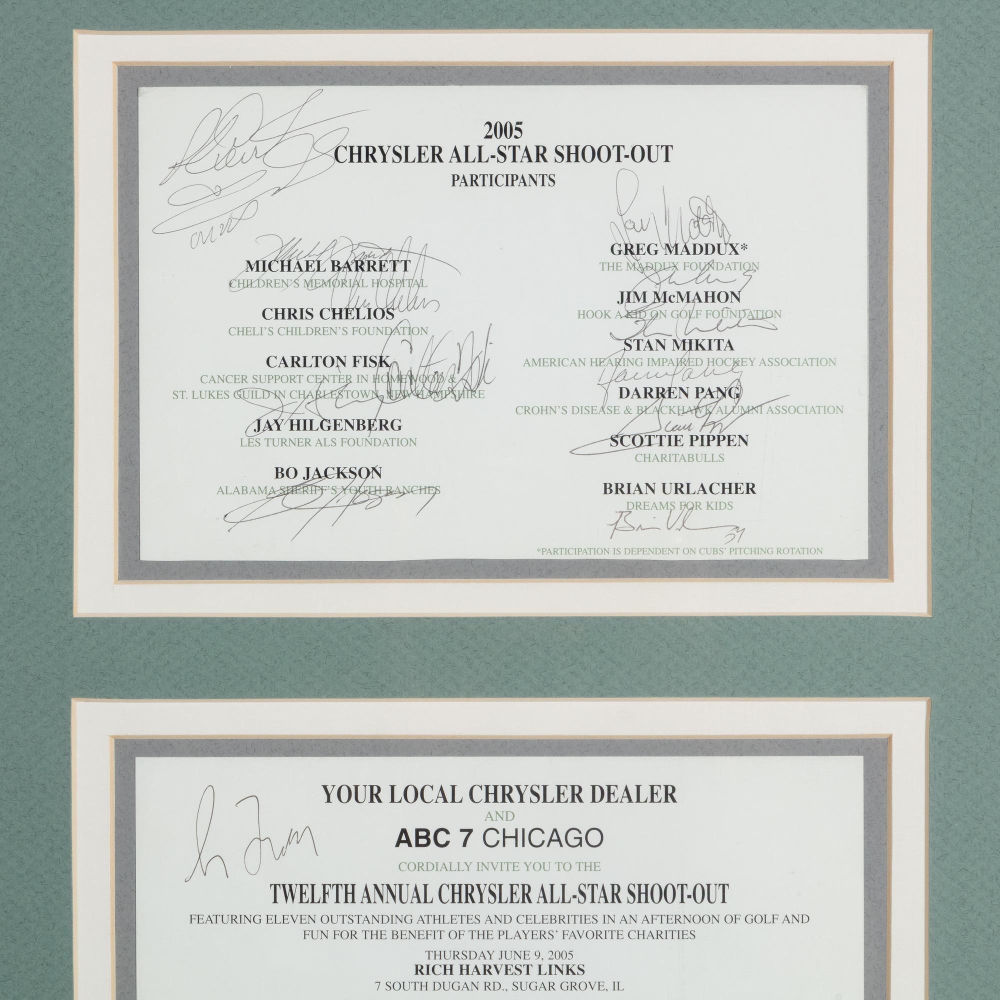 A Collection of 2005 Chrysler Golf Shootout Signed Autograph Items Featuring Chicago Hall of Famers and Legends Including Scottie Pippen and Bo Jackson