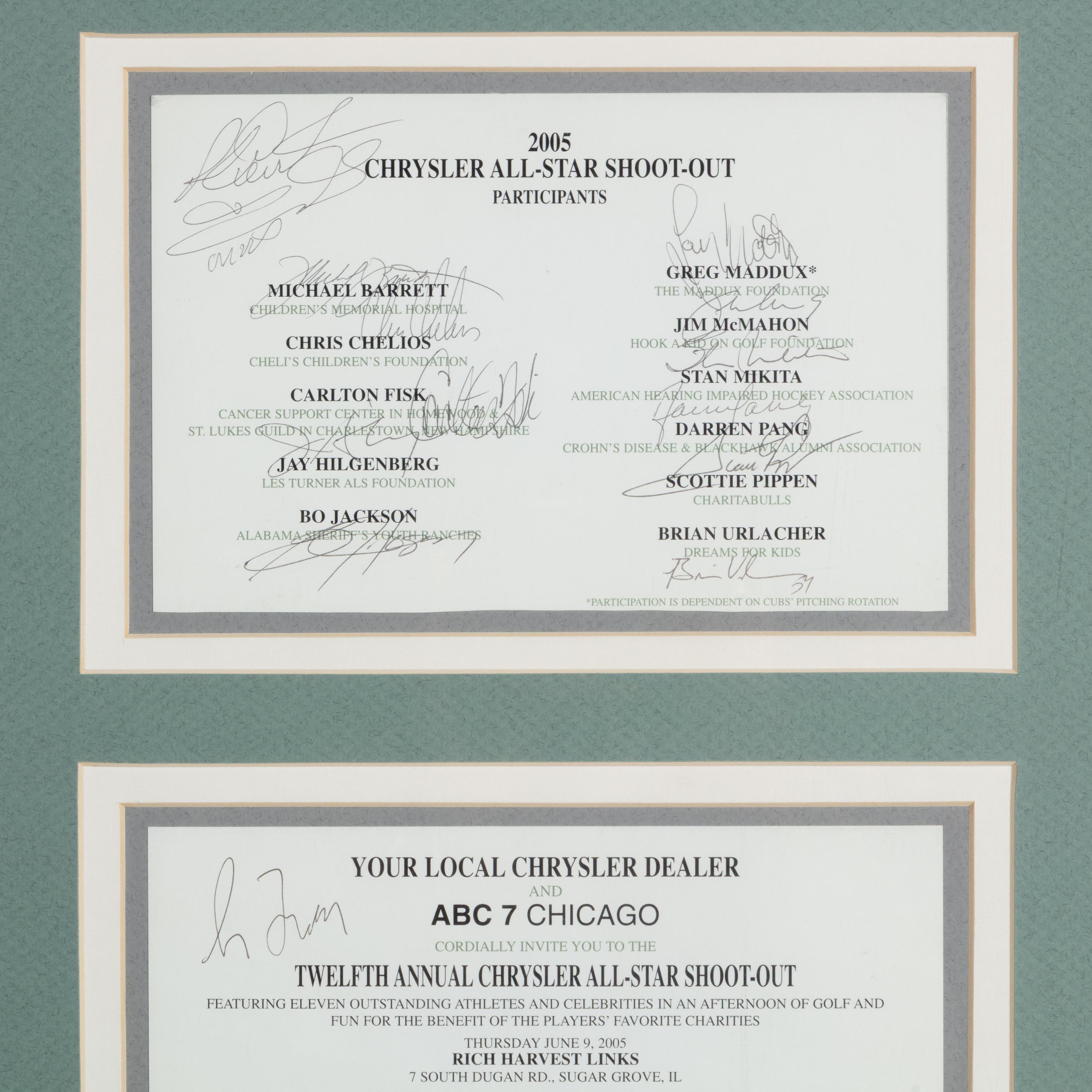 A Collection of 2005 Chrysler Golf Shootout Signed Autograph Items Featuring Chicago Hall of Famers and Legends Including Scottie Pippen and Bo Jackson