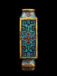 A Cloisonné Enamel Cong -Form Incense Vase