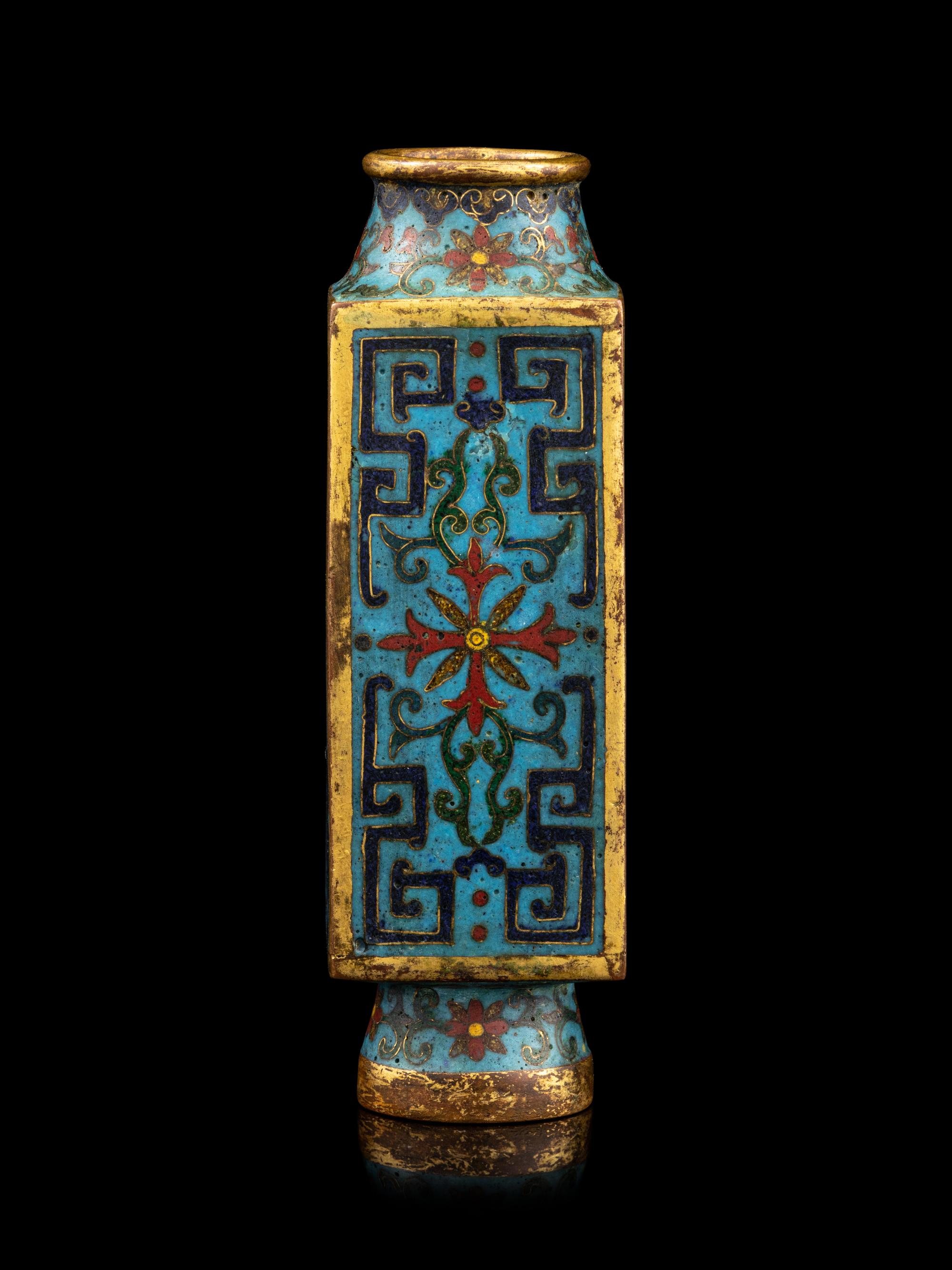A Cloisonné Enamel Cong -Form Incense Vase