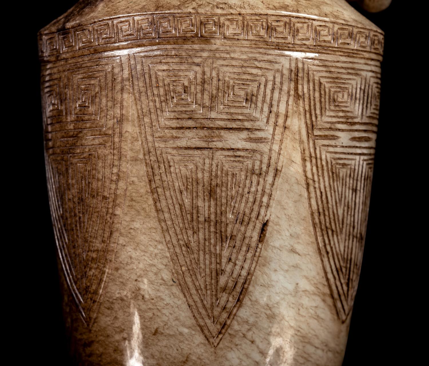 A Chinese Greyish Celadon Jade Covered Vase