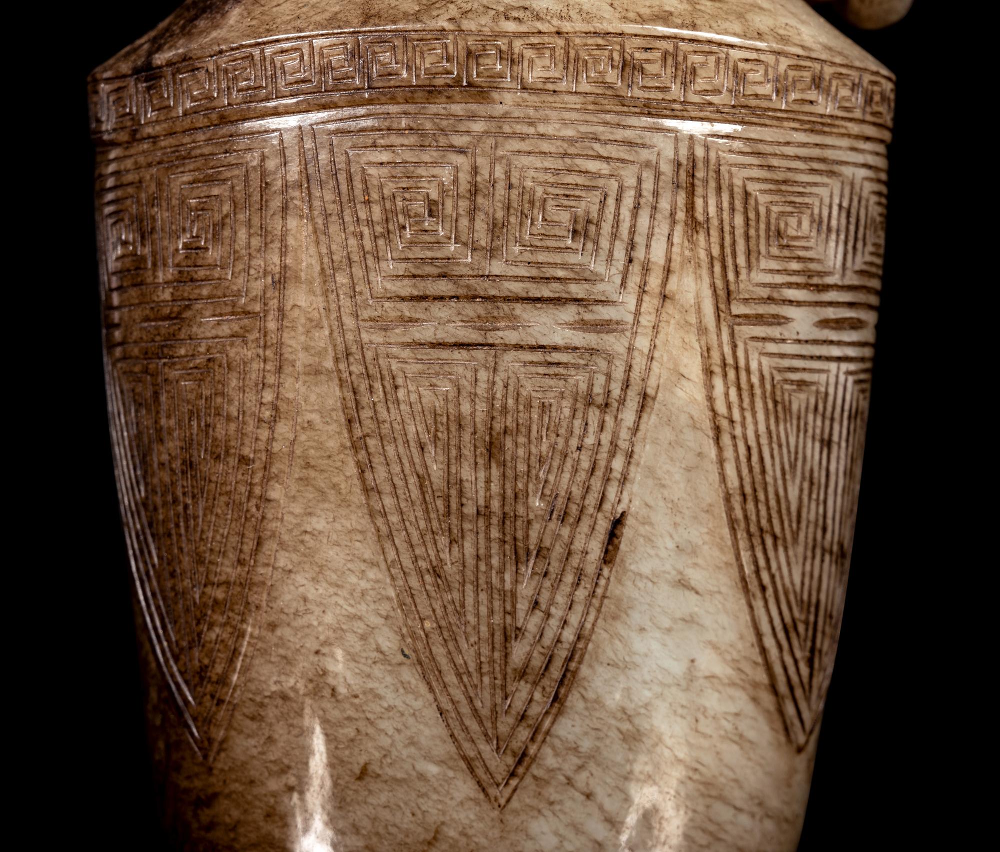 A Chinese Greyish Celadon Jade Covered Vase