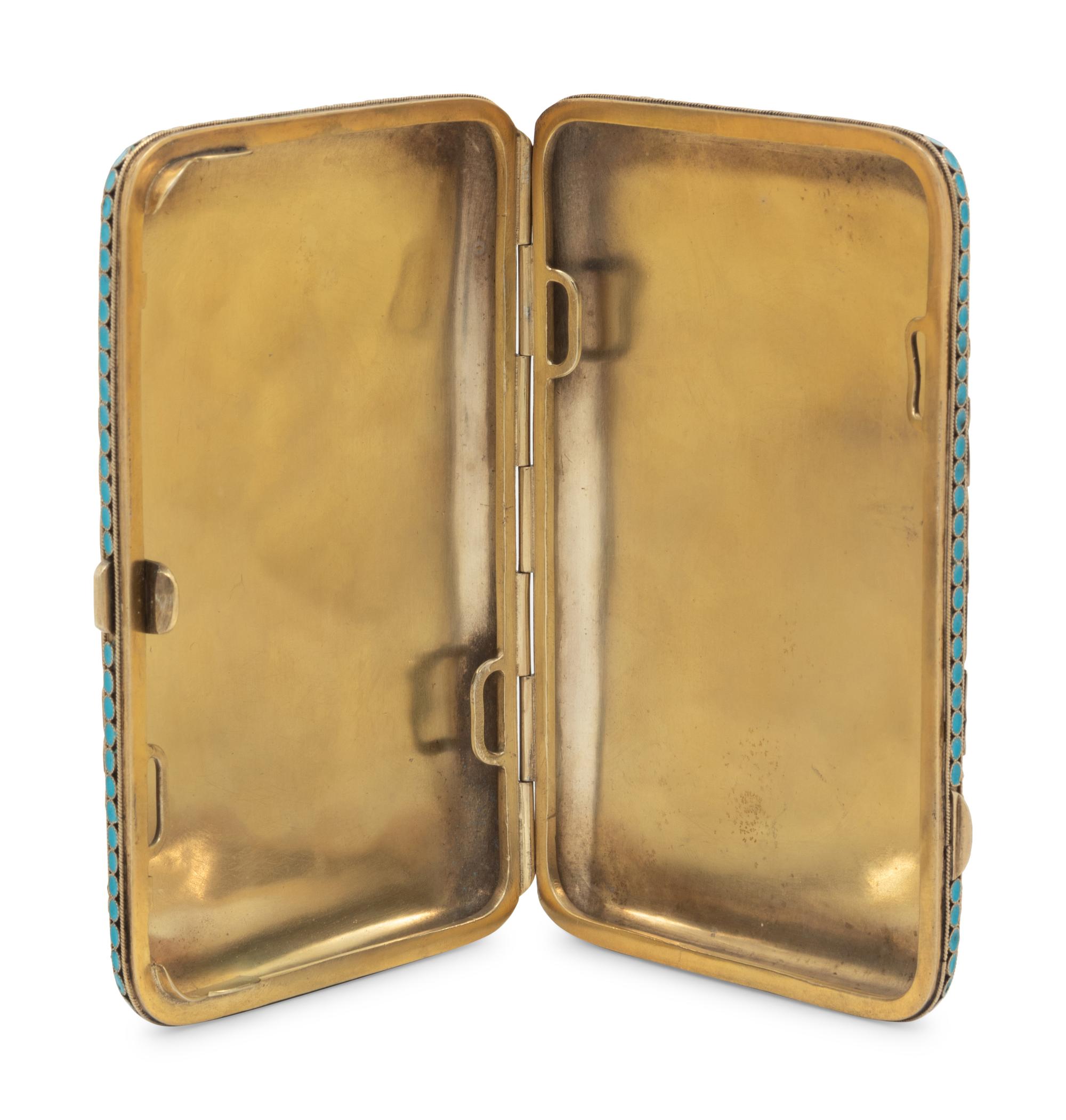 A Russian Shaded Enamel Silver-Gilt Cigarette Case