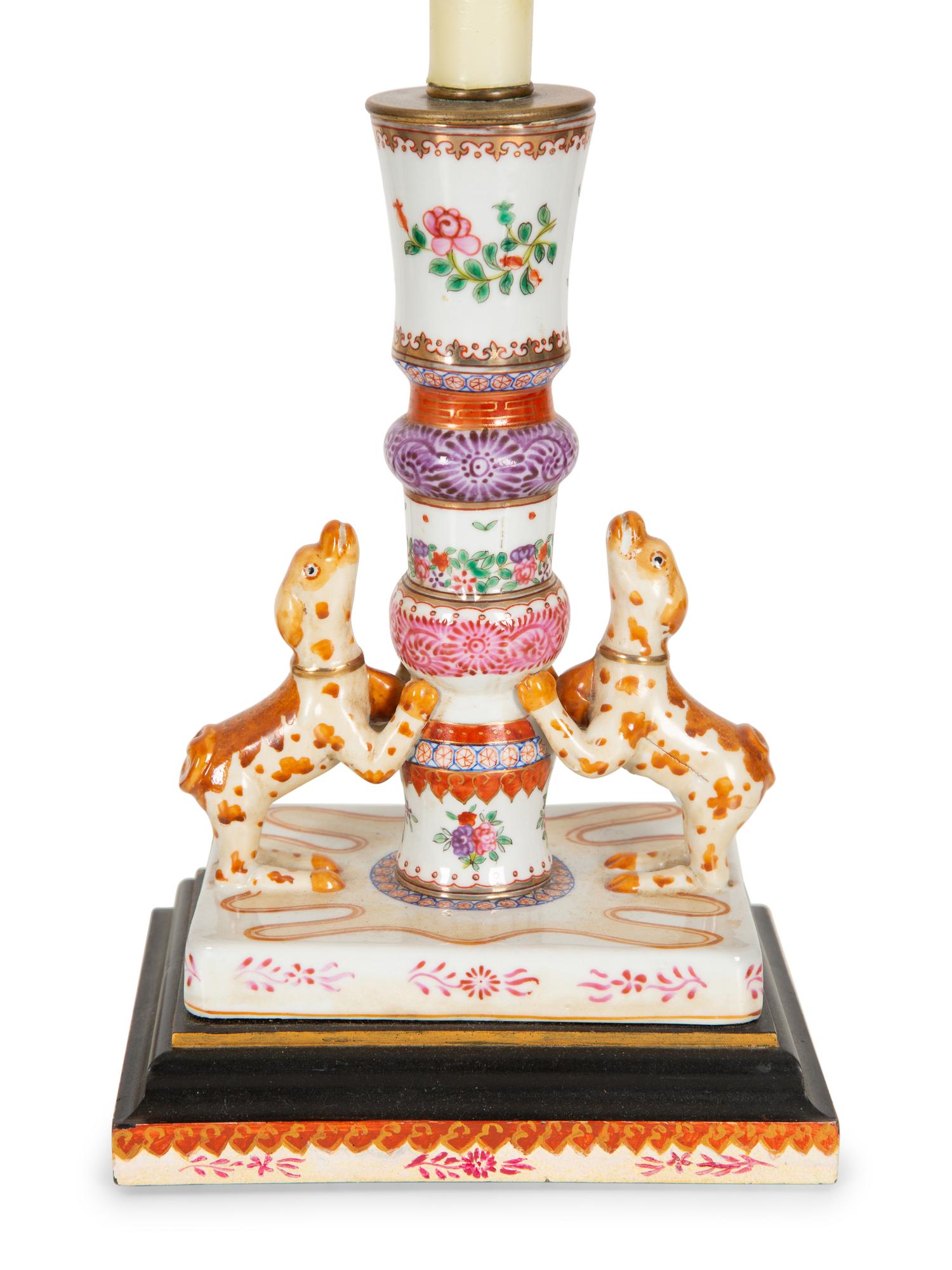 A Chinese Export Porcelain Candlestick