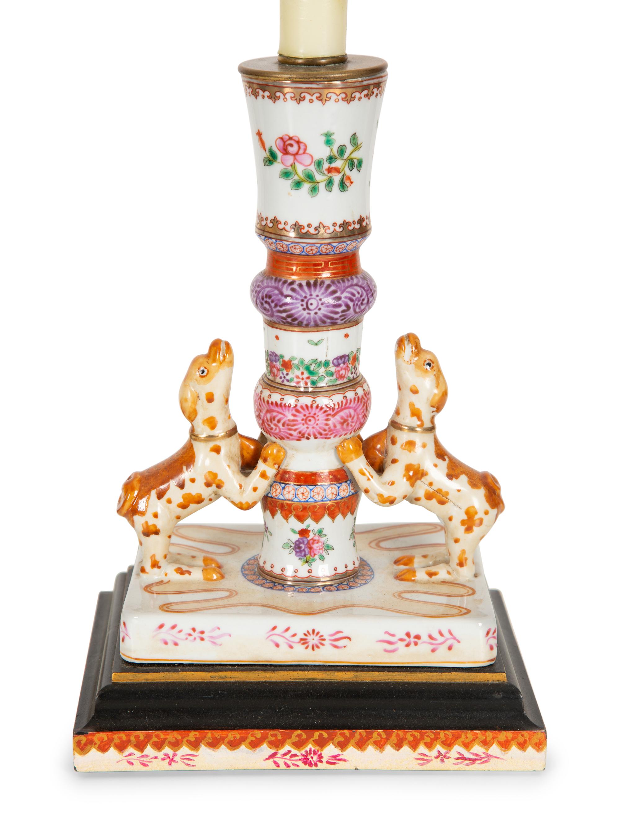 A Chinese Export Porcelain Candlestick