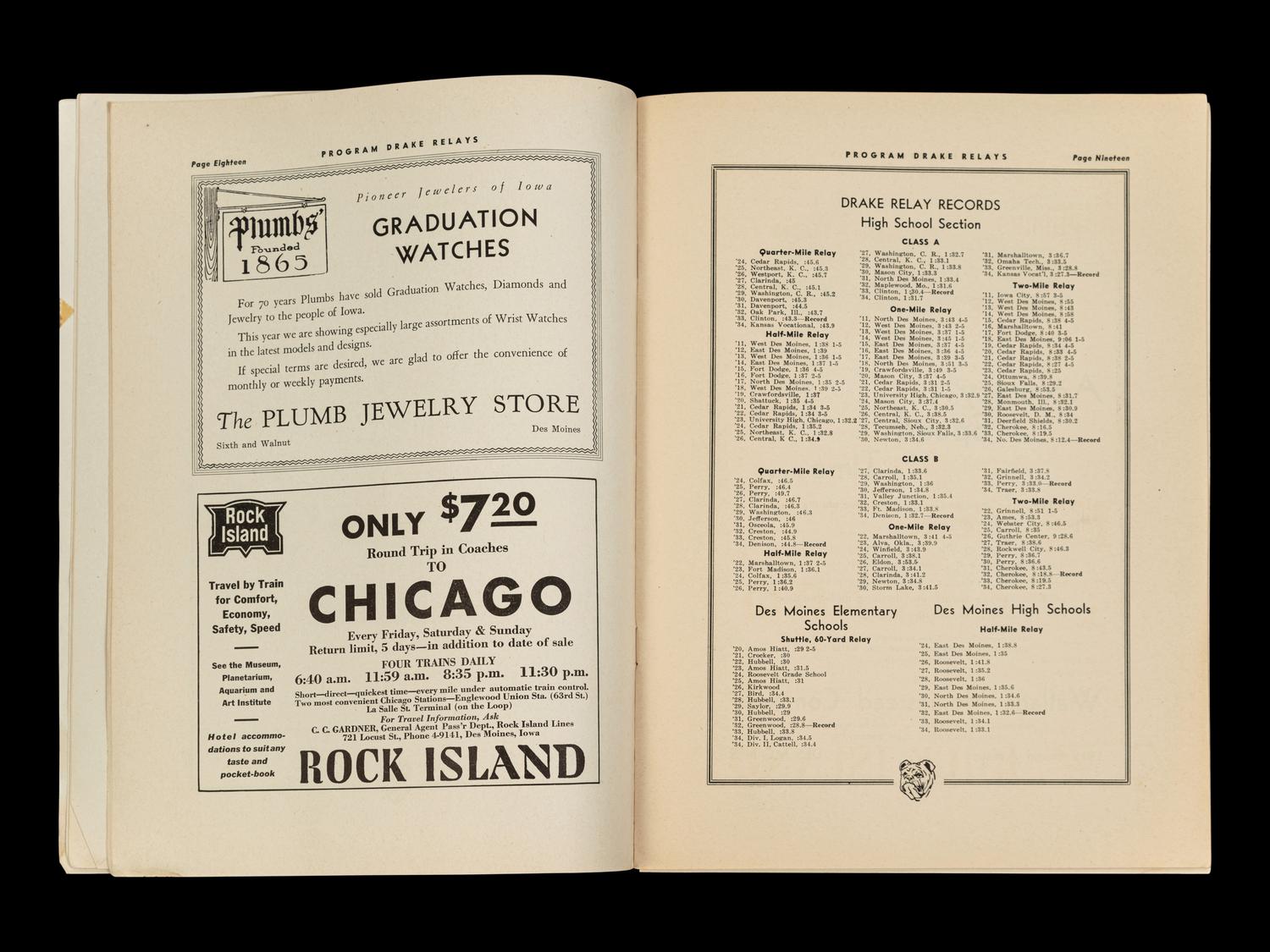 A Rare Vintage Jesse Owens 1935 Drake Relays Autographed Track Program Signed One Year Before the 1936 Olympics (BAS Beckett Authentication Services Certified),