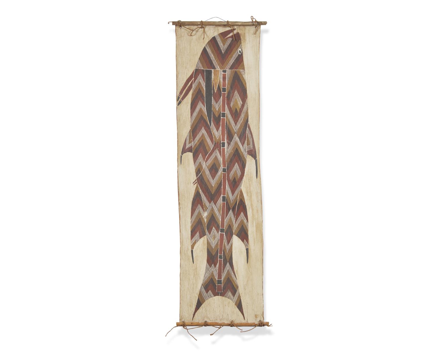 Fish and Rainbow Serpent, Two Western Arnhem Land Bark Paintings