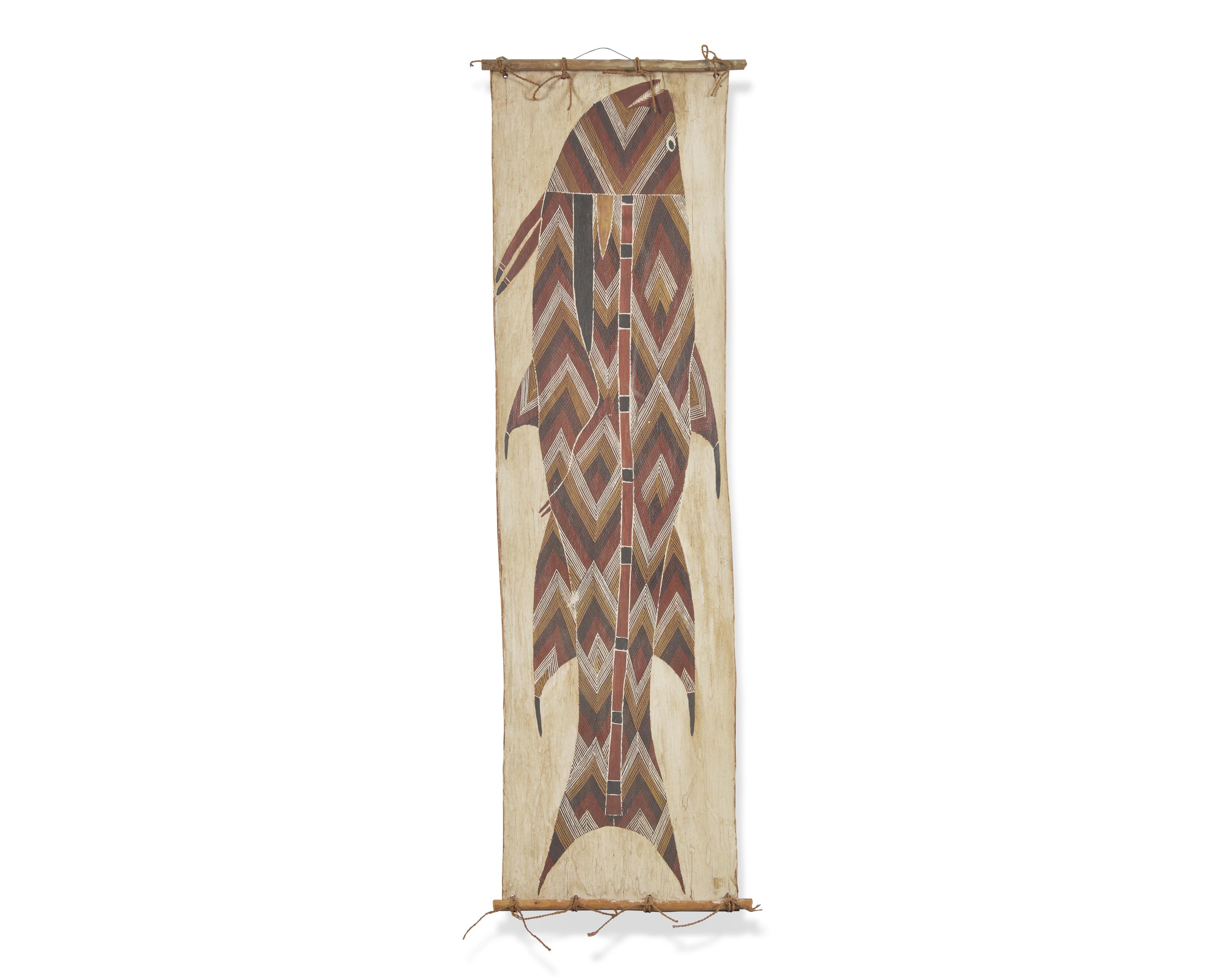 Fish and Rainbow Serpent, Two Western Arnhem Land Bark Paintings