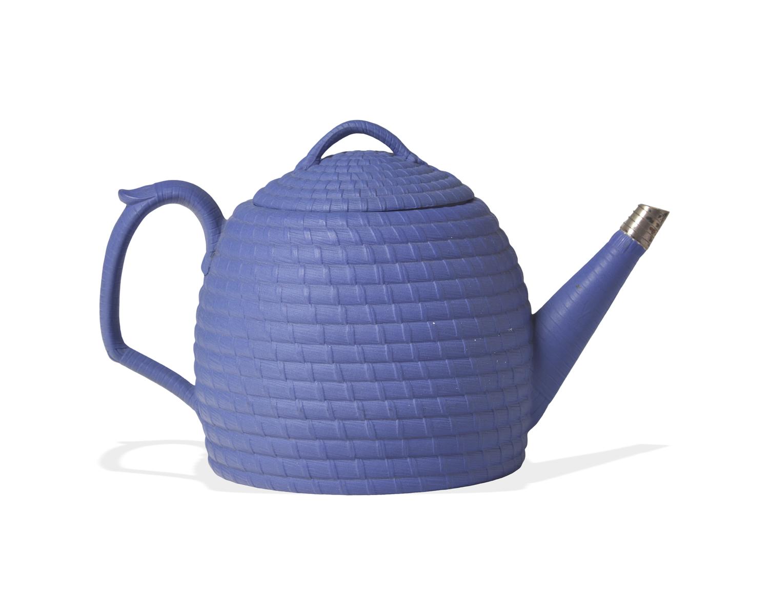 A Wedgwood Blue Jasper Dip Beehive Teapot and Cover