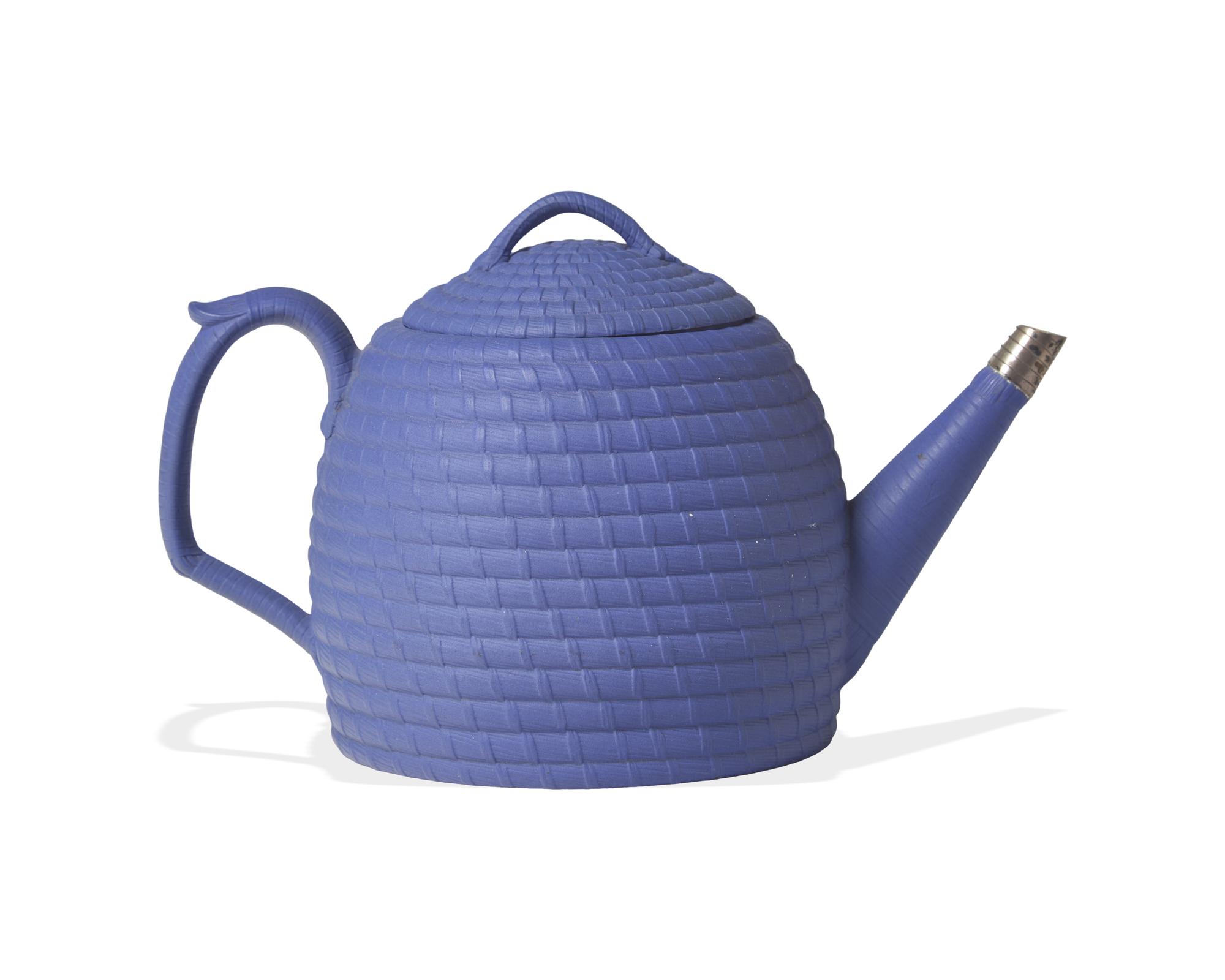 A Wedgwood Blue Jasper Dip Beehive Teapot and Cover