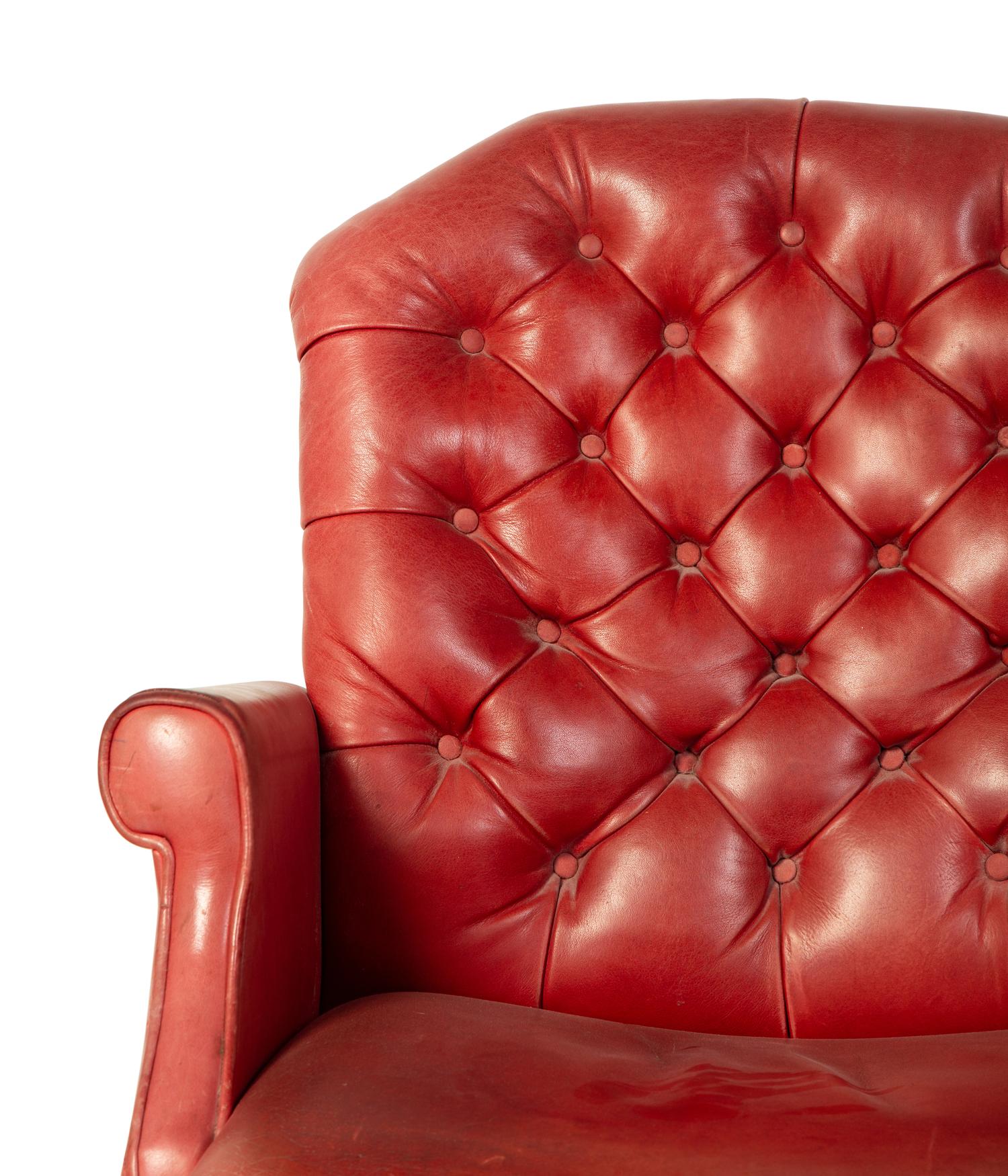 An English Tufted Red Leather Office Chair — 19TH CENTURY