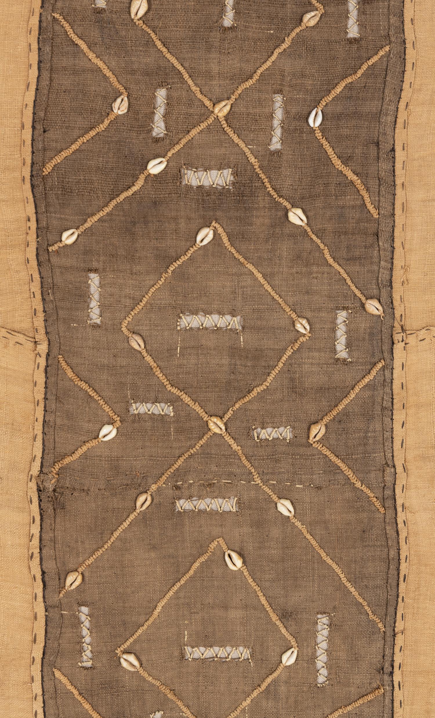 A Raffia and Cowrie Shell-Applied Kuba Cloth