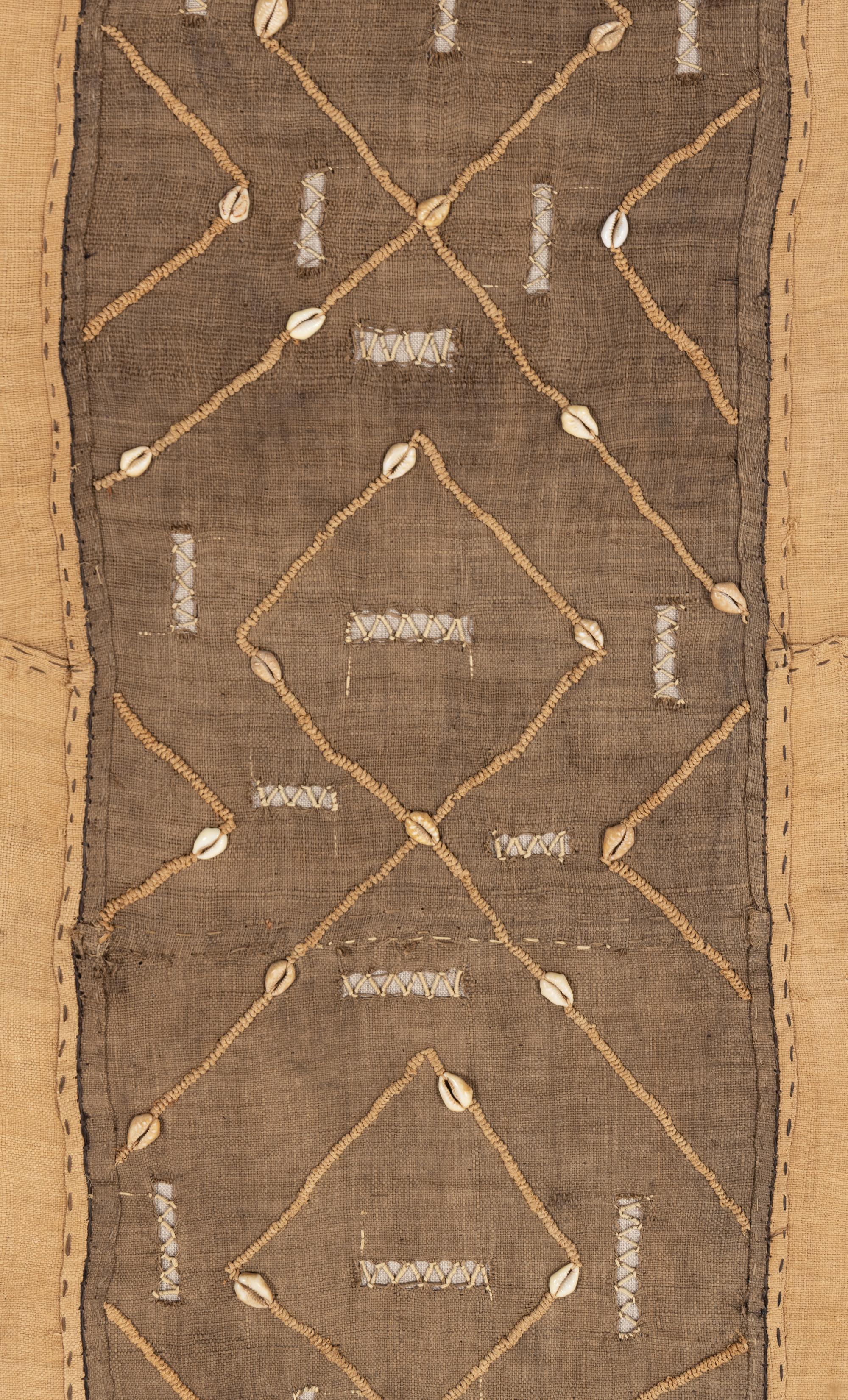 A Raffia and Cowrie Shell-Applied Kuba Cloth