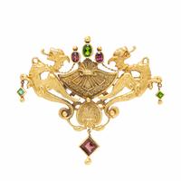 GARNET AND DIAMOND GRIFFIN PENDANT BROOCH