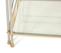 A Neoclassical Style Brass and Chromed Steel Glass-Top Coffee Table