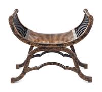 A Regency Style Japanned Curule Bench