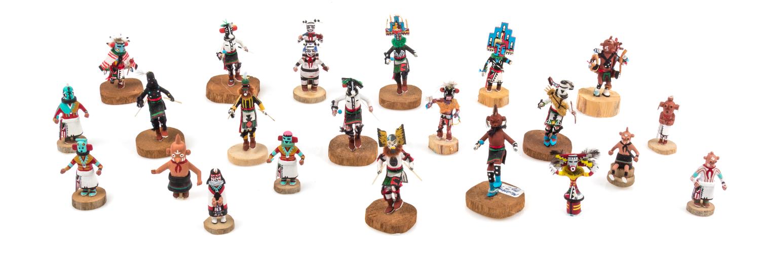 A Group of Native American Kachina Dolls Height of tallest 2 inches. — Various Makers