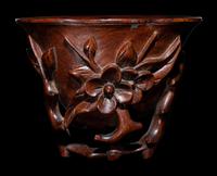 A Carved Huanghuali 'Peaches' Libation Cup
