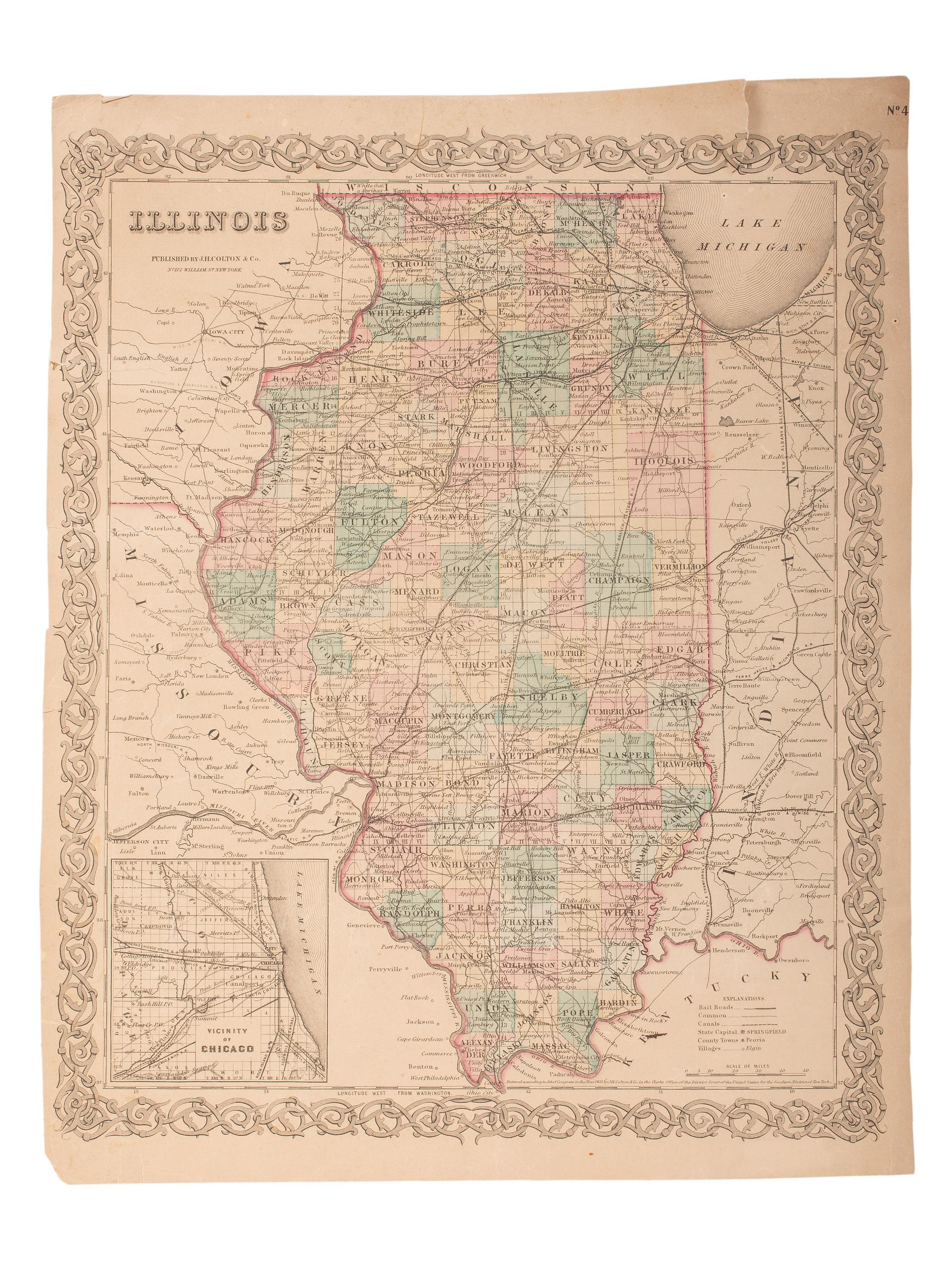 [MAPS & ATLASES -- ILLINOIS]. A large group of maps of Illinois, Indiana, and Midwest, comprising: