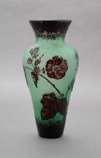 A Vallerystahl Cameo Glass Vase, Height 9 1/2 inches.