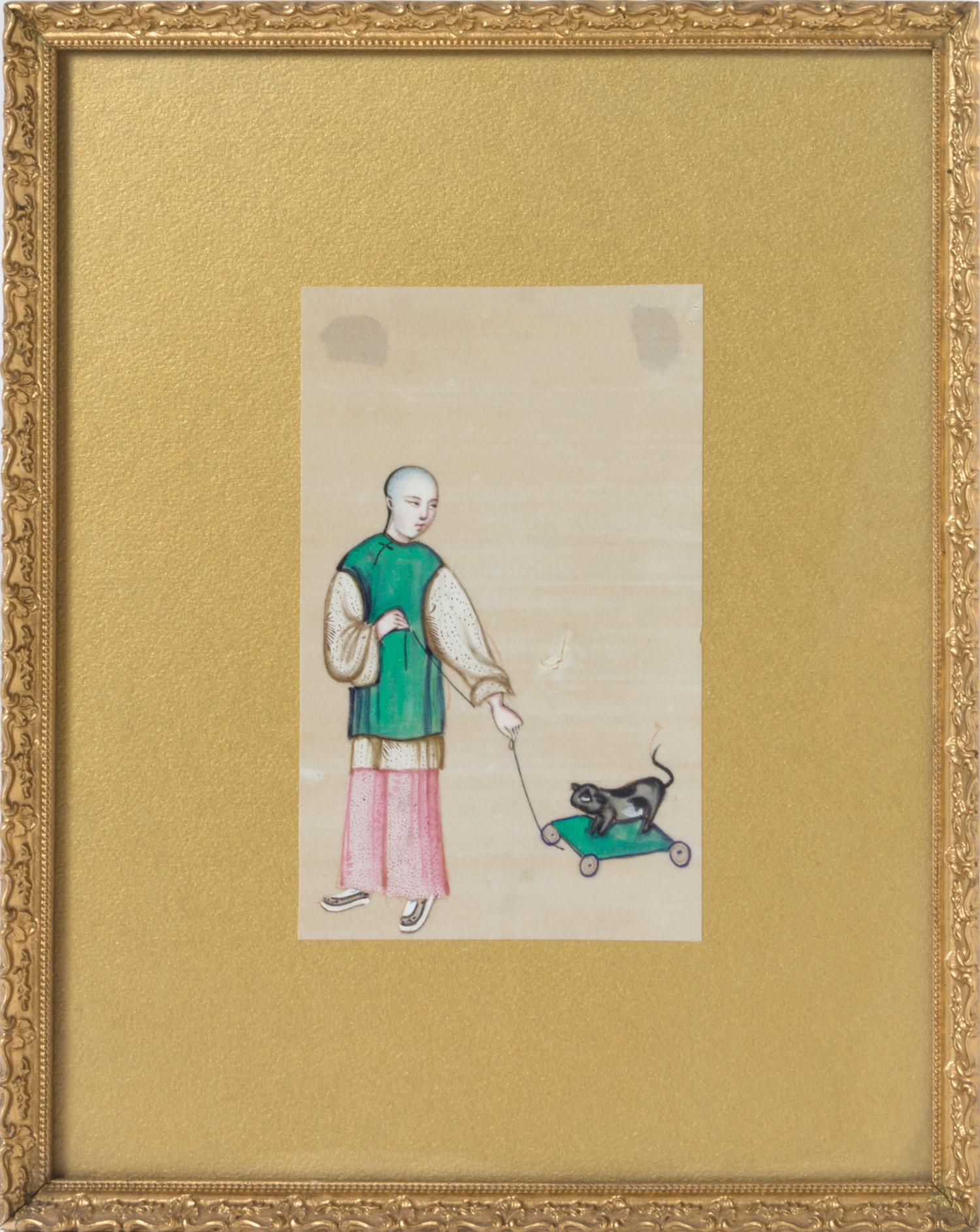 Six Chinese Export Ink and Color on Pith Paintings 6 1/2 x 9 1/4 inches (largest image). — 19TH CENTURY