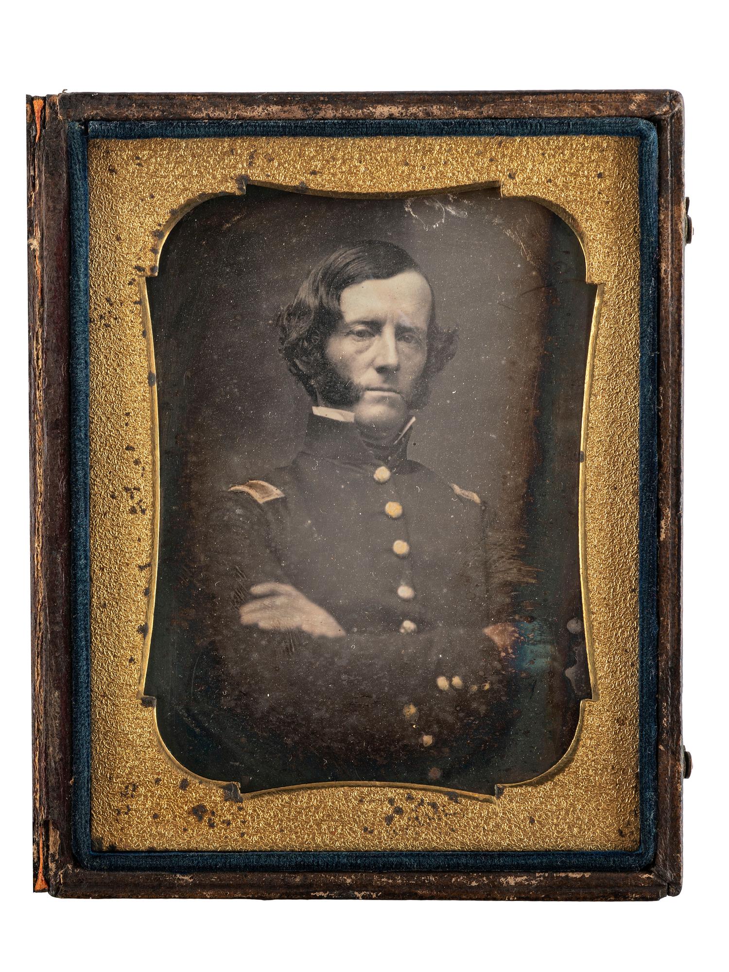 [CIVIL WAR]. Quarter plate daguerreotype of Confederate Major General Carter Littlepage Stevenson as a Lieutenant in the 5th US Infantry. Ca 1846.