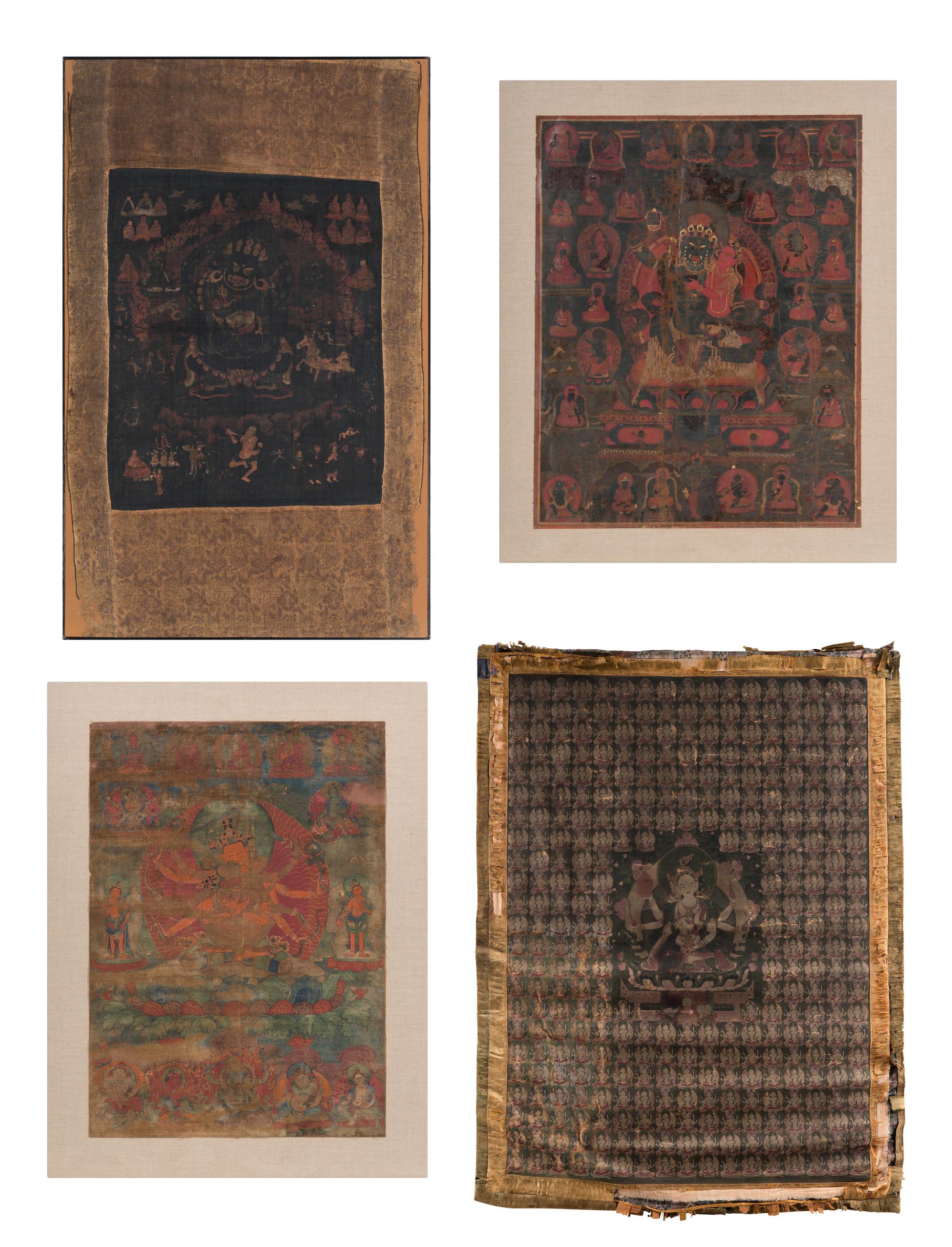Four Tibetan Thangka Paintings, 18th-19th Century 十八-十九世紀 唐卡四幅