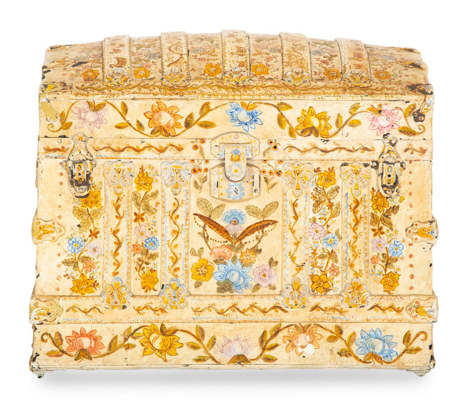 A Polychrome-Decorated Metal-Mounted Trunk