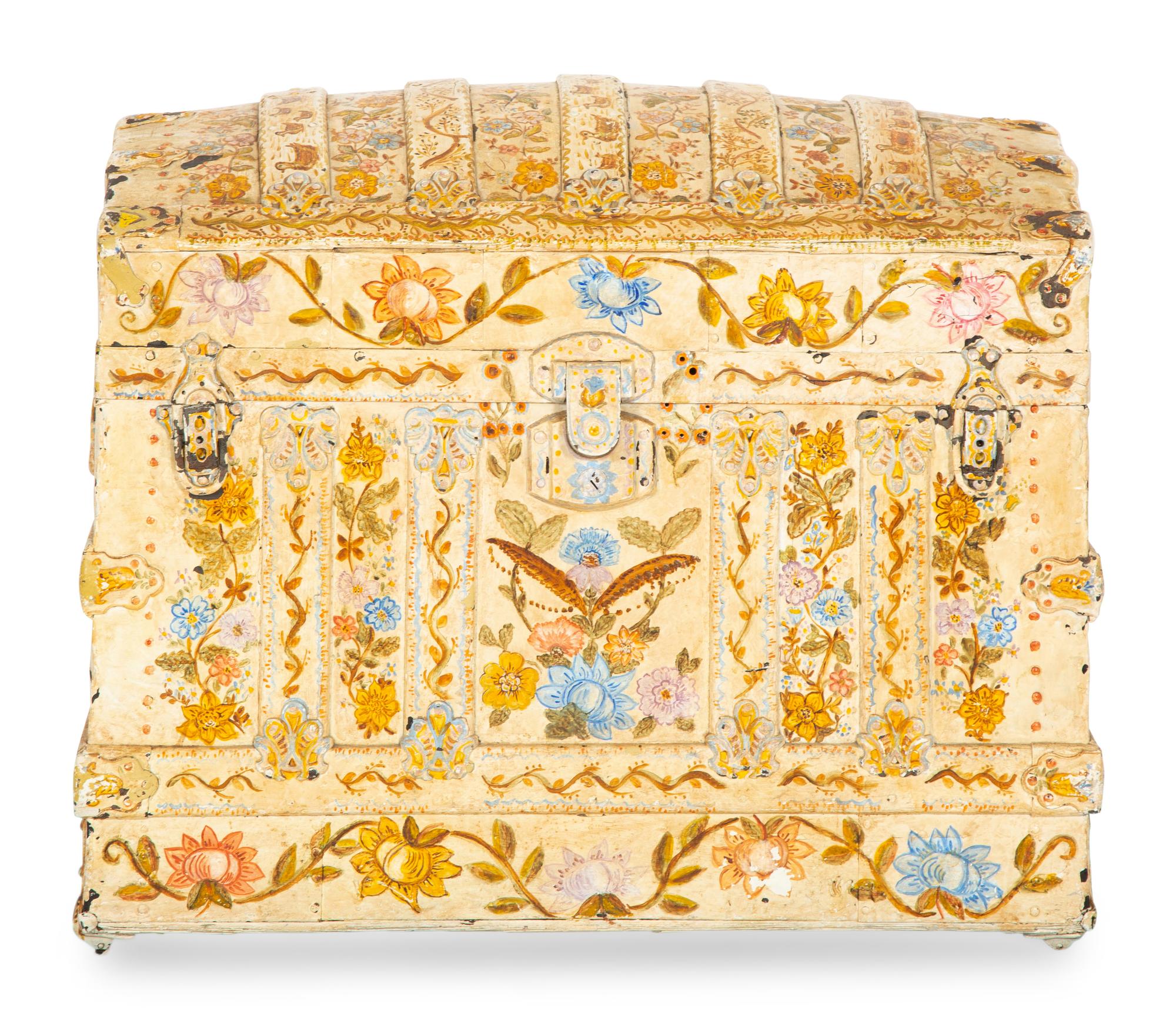 A Polychrome-Decorated Metal-Mounted Trunk