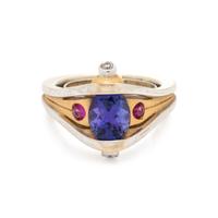 TANZANITE, RUBY AND DIAMOND RING