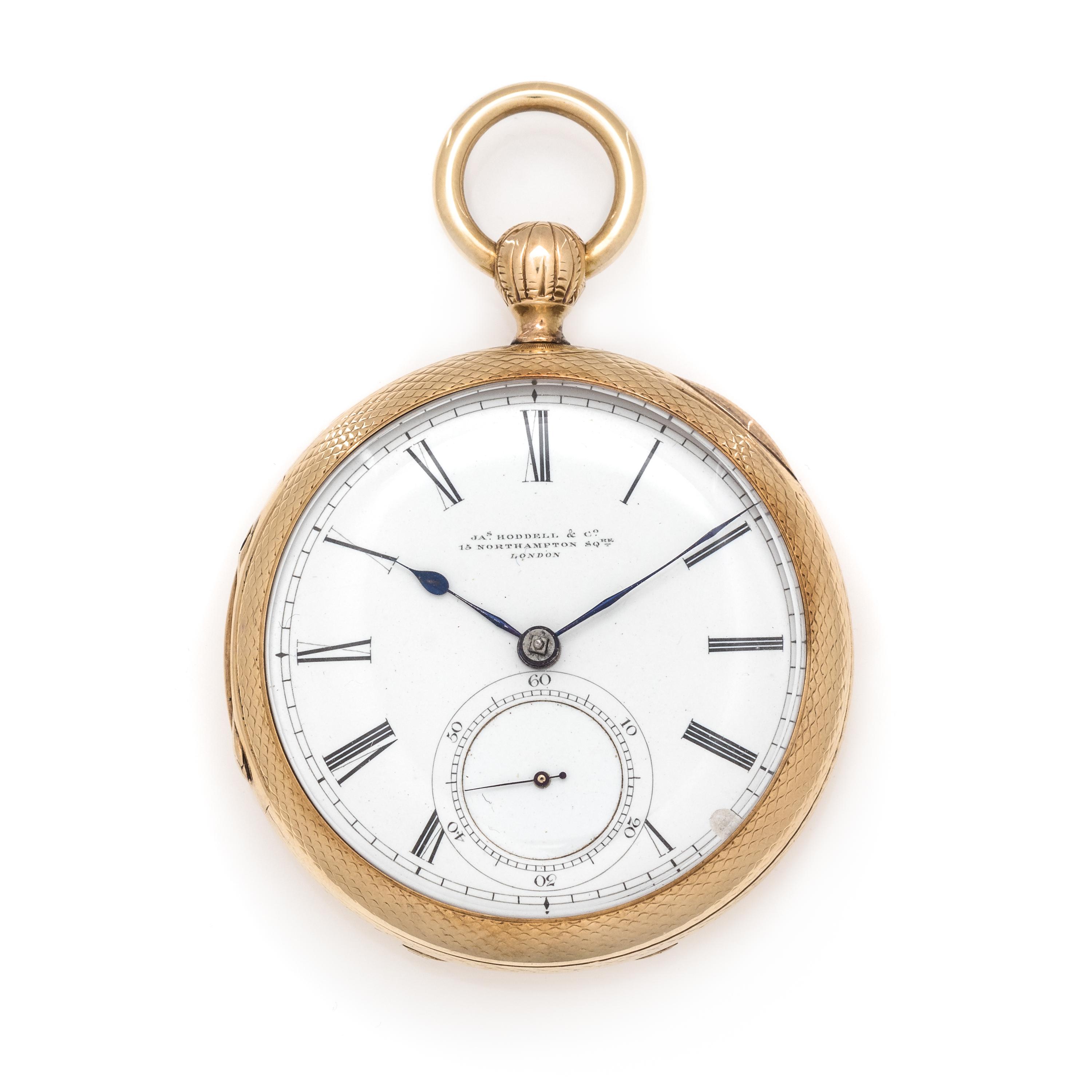 James Hoddell, London, 18K Yellow Gold Open Face Verge Pocket Watch