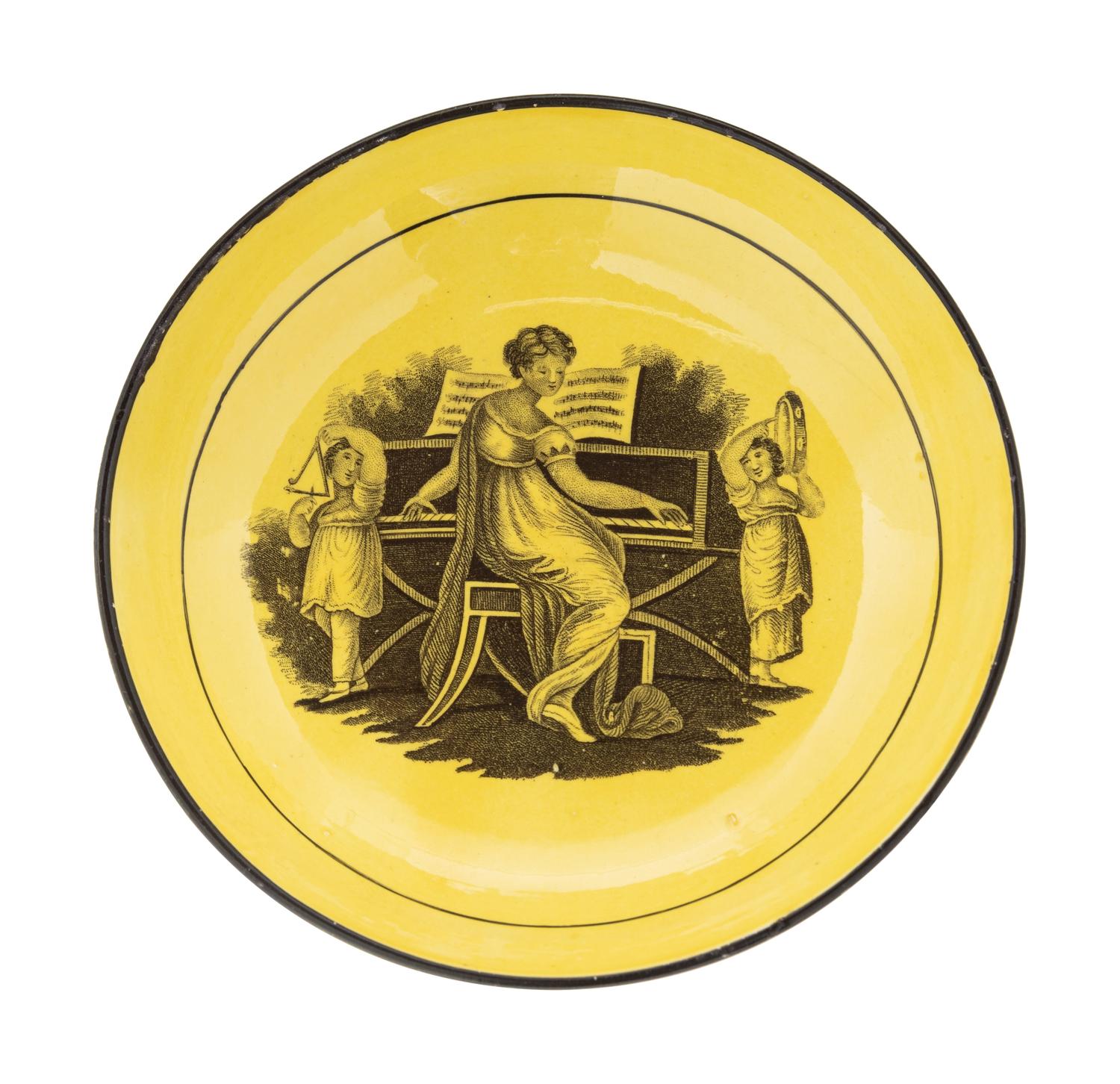 A Collection of Thirteen English Yellow Ground Transfer Wares