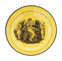 A Collection of Thirteen English Yellow Ground Transfer Wares