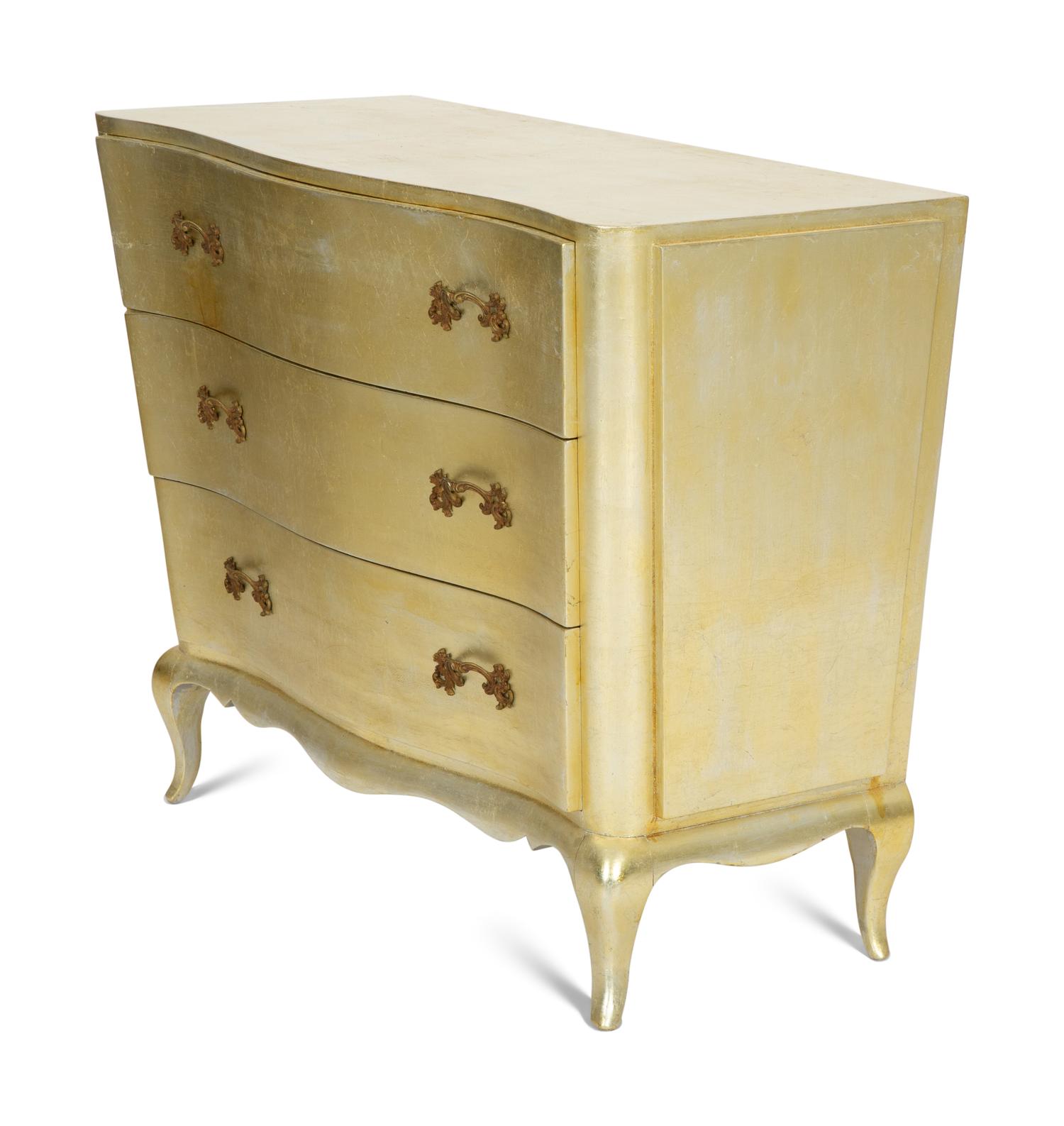 A Louis XV Style Gilt Metal-Mounted Silvered Secretaire Commode