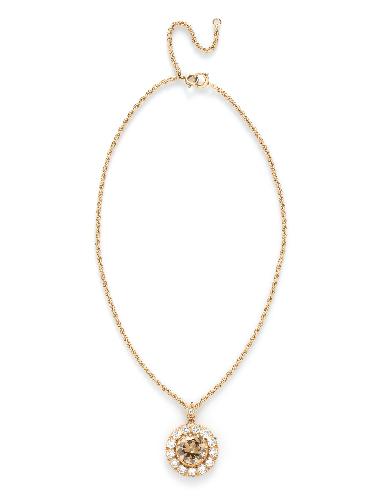 BROWN DIAMOND AND DIAMOND PENDANT NECKLACE