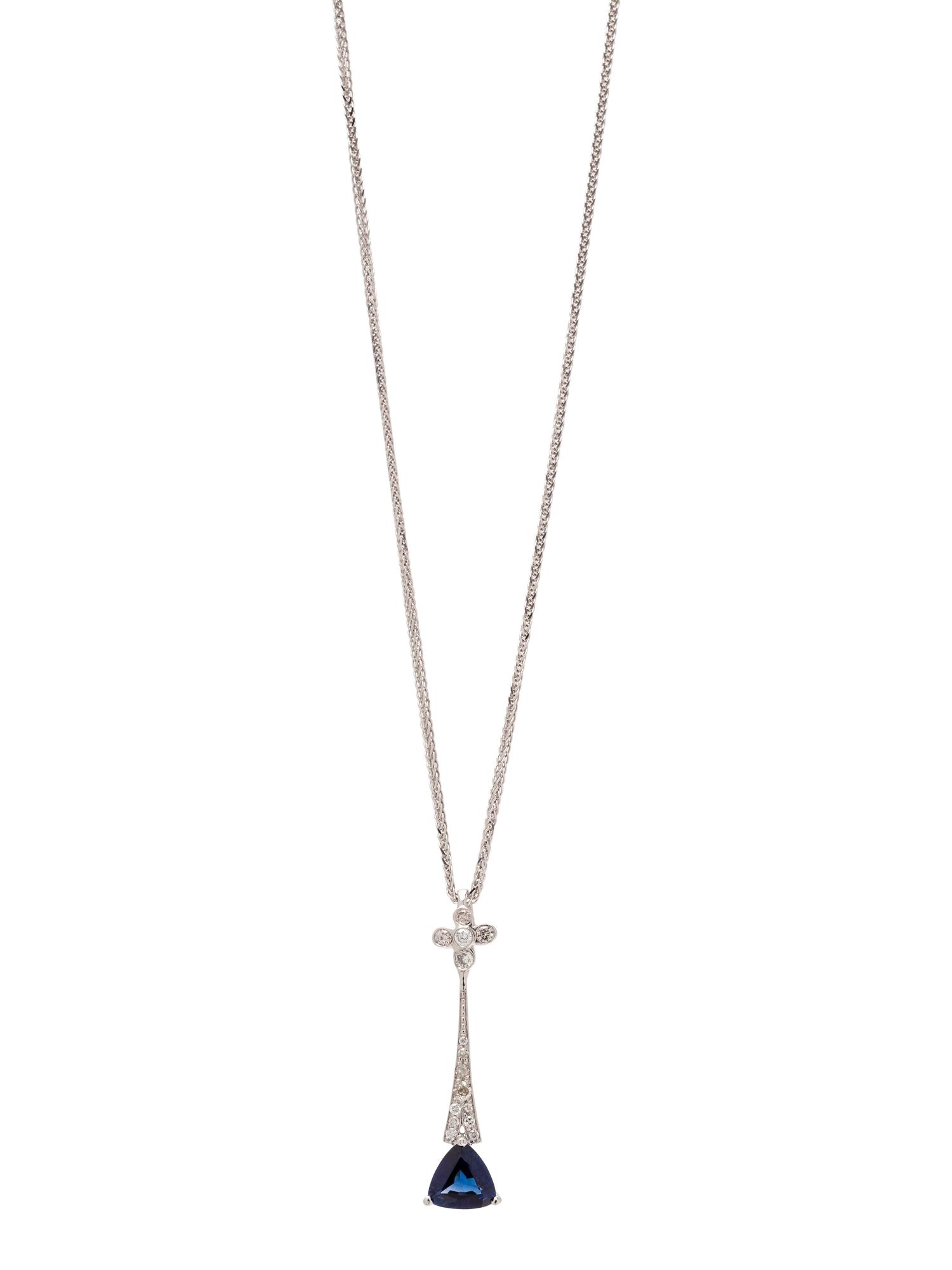 SAPPHIRE AND DIAMOND PENDANT/NECKLACE