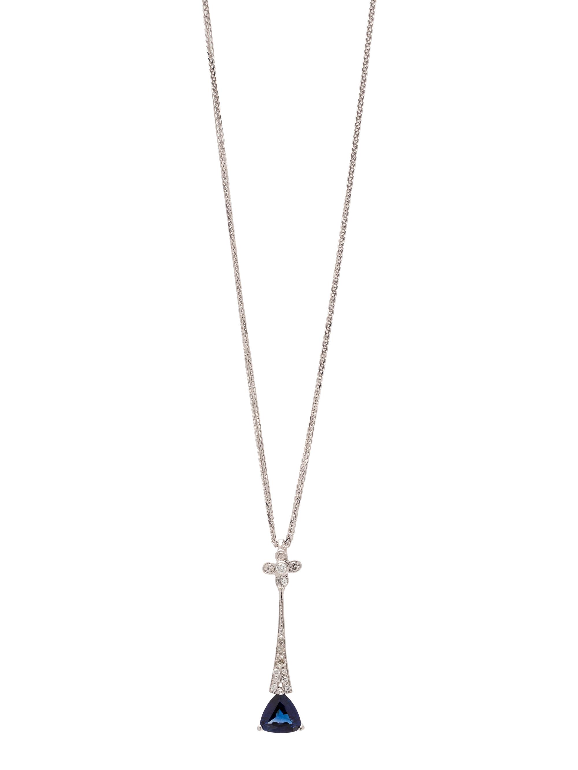 SAPPHIRE AND DIAMOND PENDANT/NECKLACE