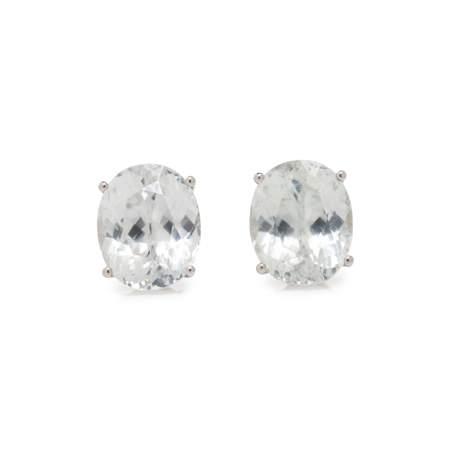 COLORLESS ZIRCON STUD EARRINGS