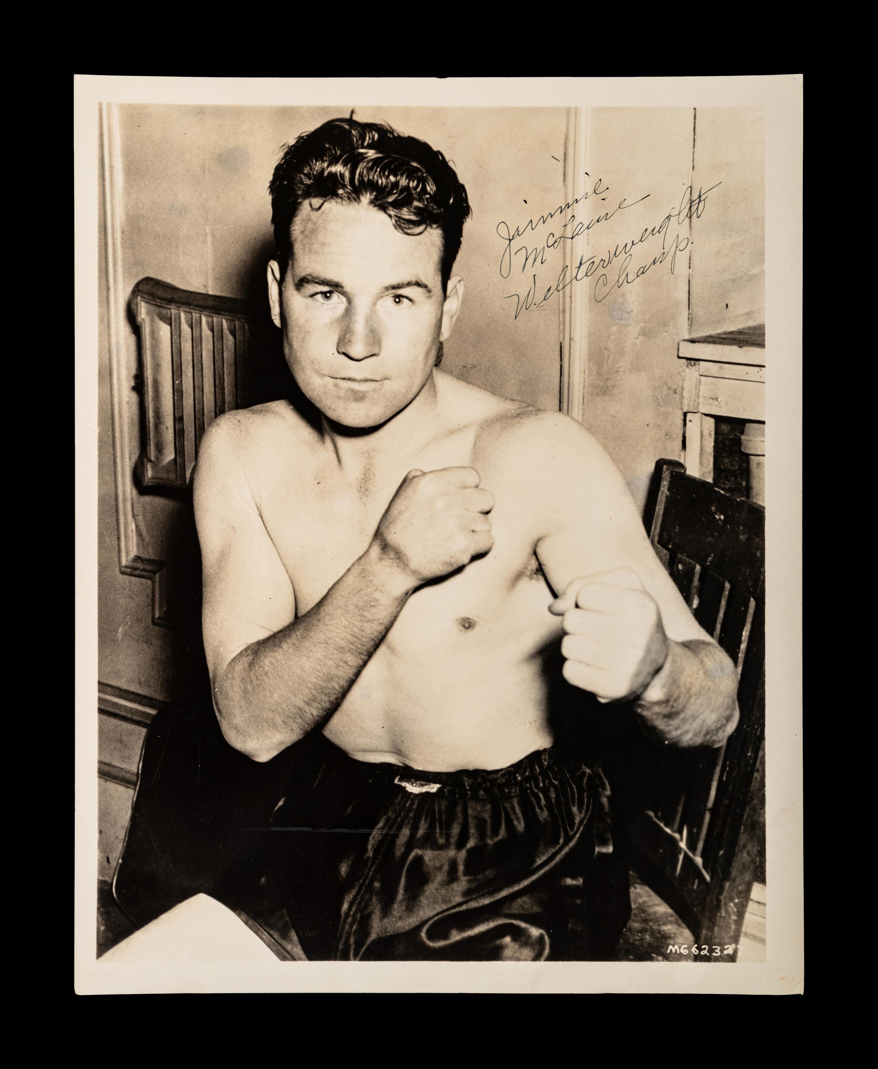 A Group of Assorted Boxing Champion Signed Autograph Items Including Sugar Ray Leonard,