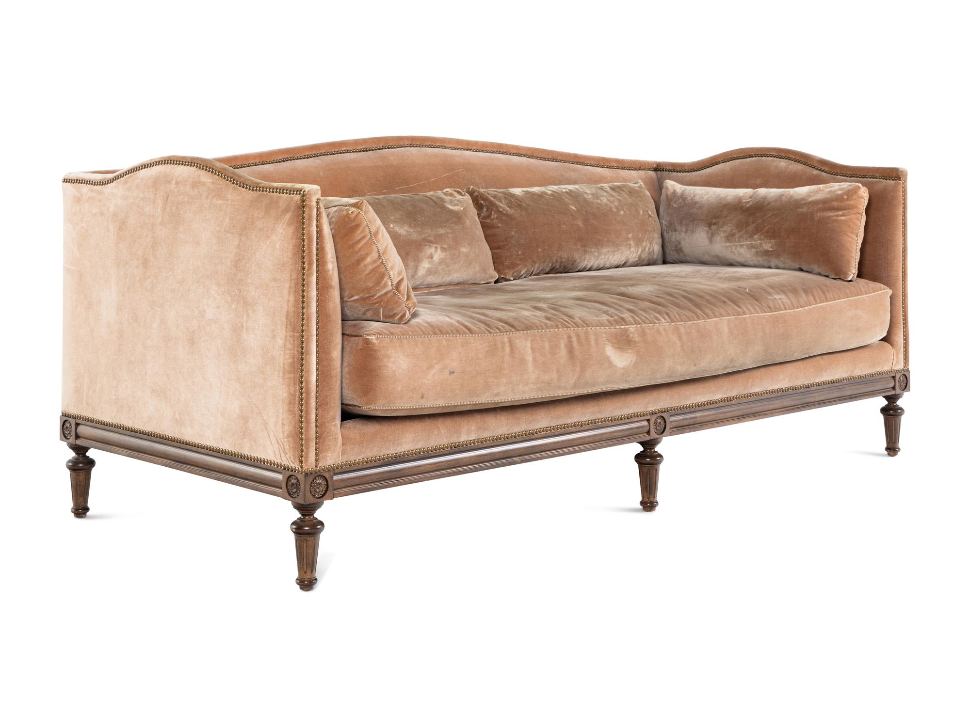 A Custom Louis XVI Style Velvet-Upholstered Settee