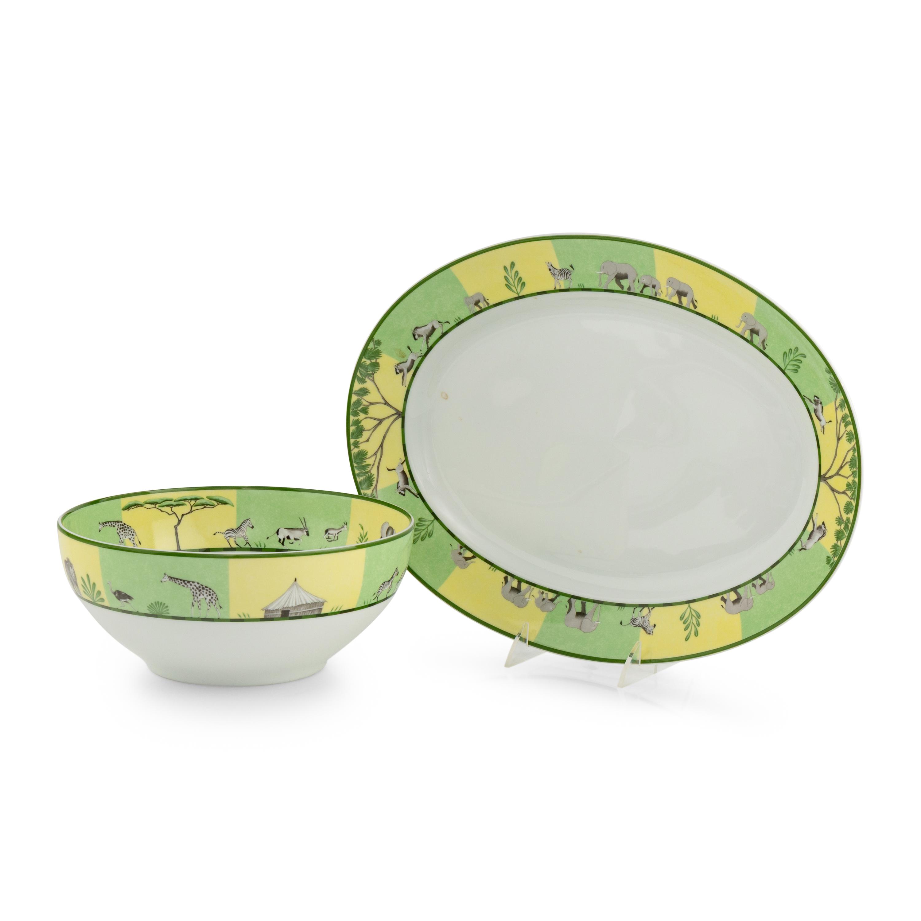 Two Hermès Africa Porcelain Serving Articles
