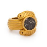Yellow Gold and Coin Ring