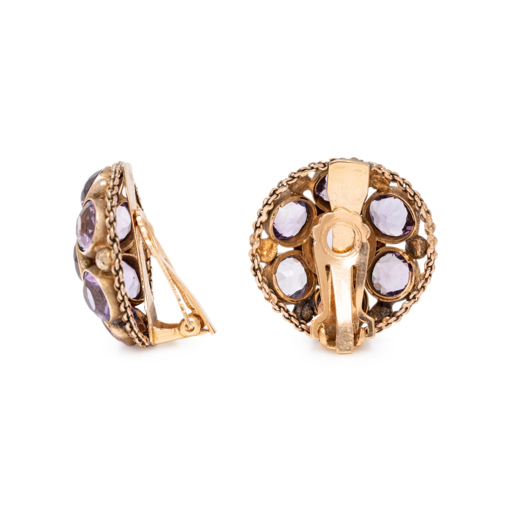 AMETHYST AND YELLOW GOLD EARRINGS