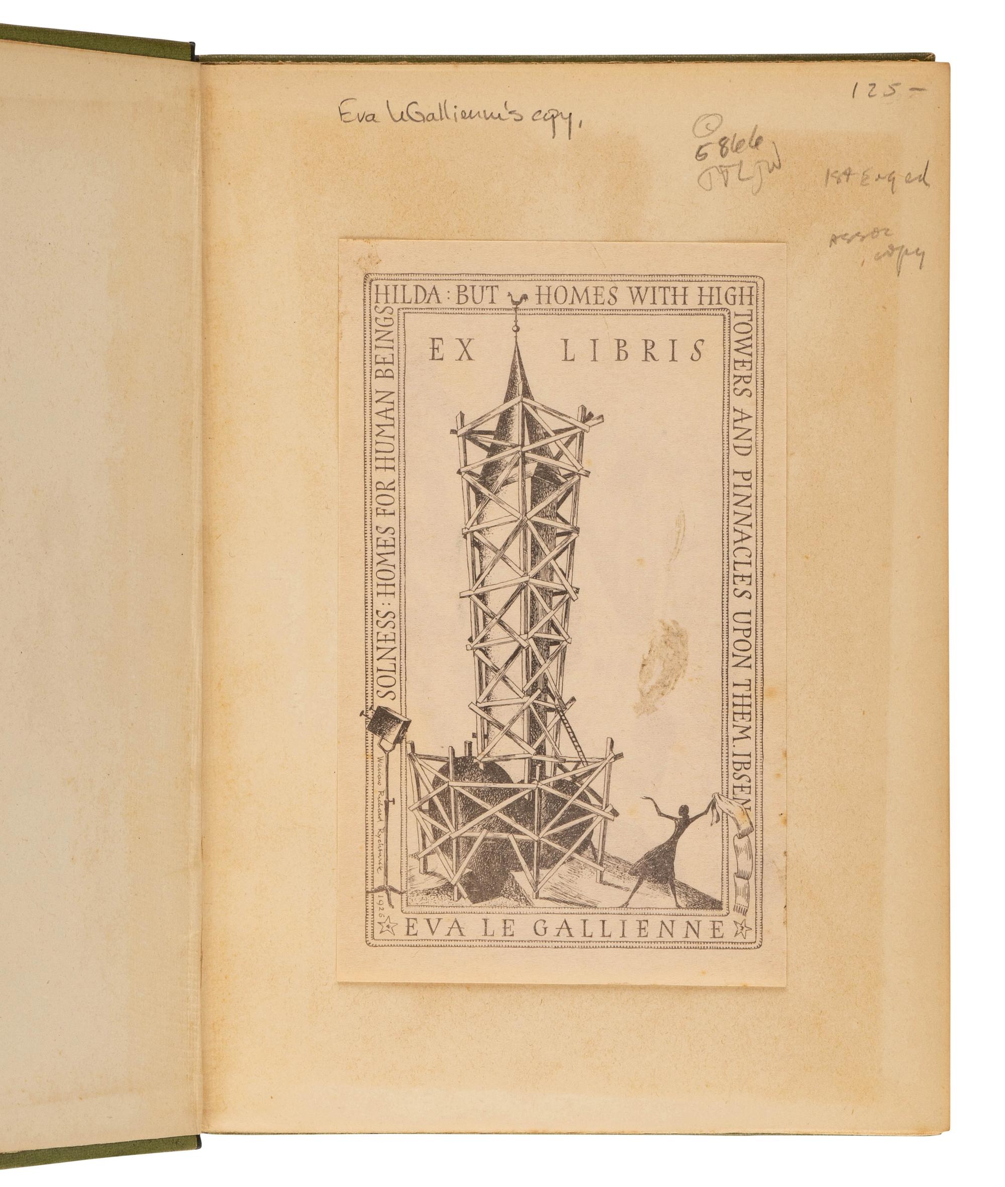 IBSEN, Henrik (1828-1906). The Master Builder . London: William Heinemann, 1893.