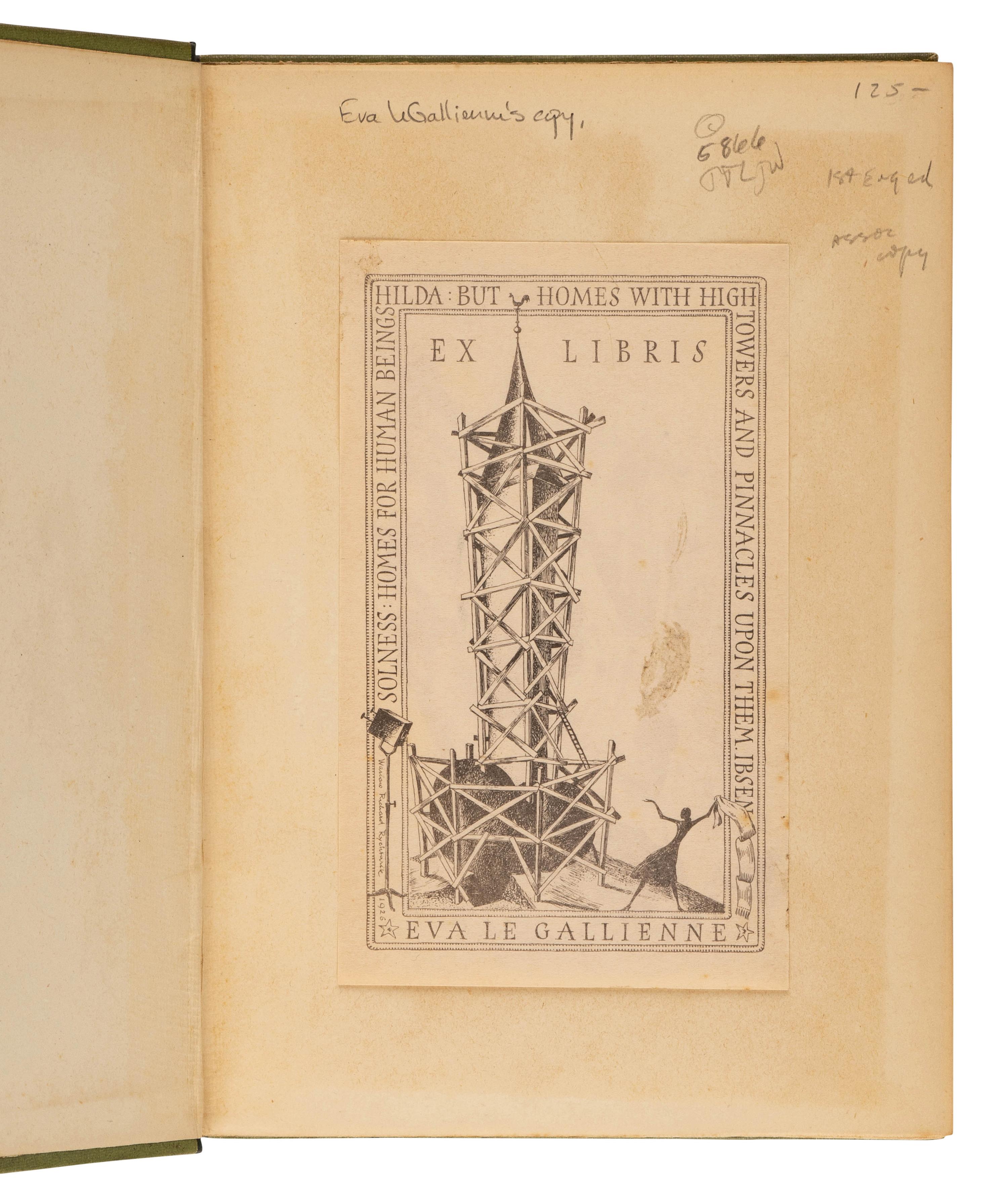 IBSEN, Henrik (1828-1906). The Master Builder . London: William Heinemann, 1893.